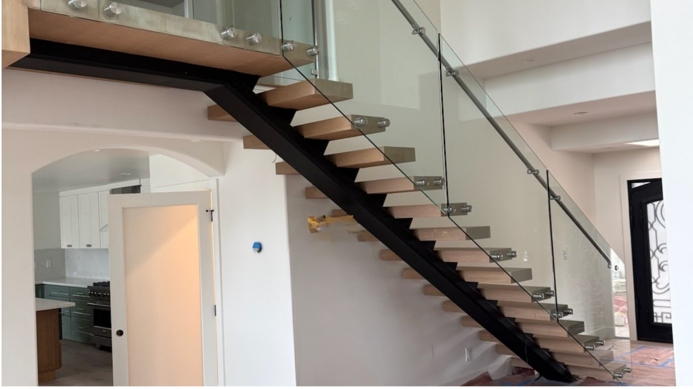 Modern frameless glass balcony railings